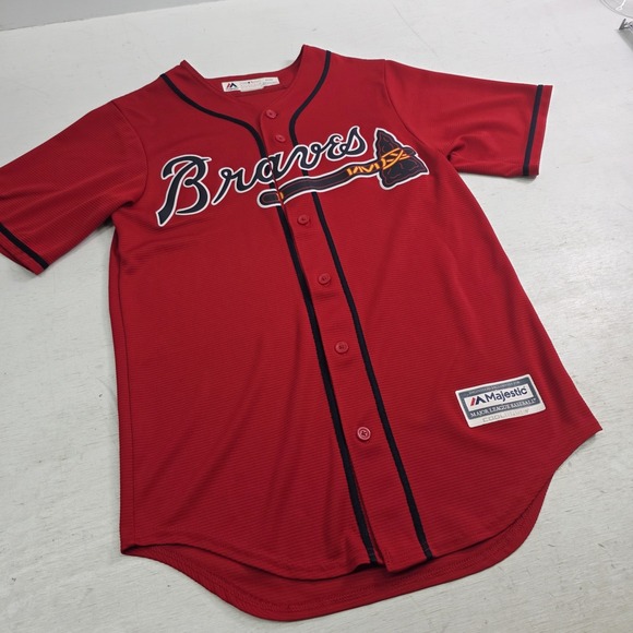 Atlanta Braves MLB Majestic Cool Base Red Blank Stitched Jersey Men's S EUC - Picture 2 of 10
